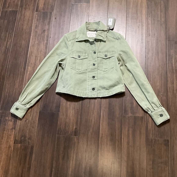 All Saints Jackets & Blazers - AllSaints Maisy Cotton Denim Shirt Jacket Khaki Green Long Sleeve Size 0
